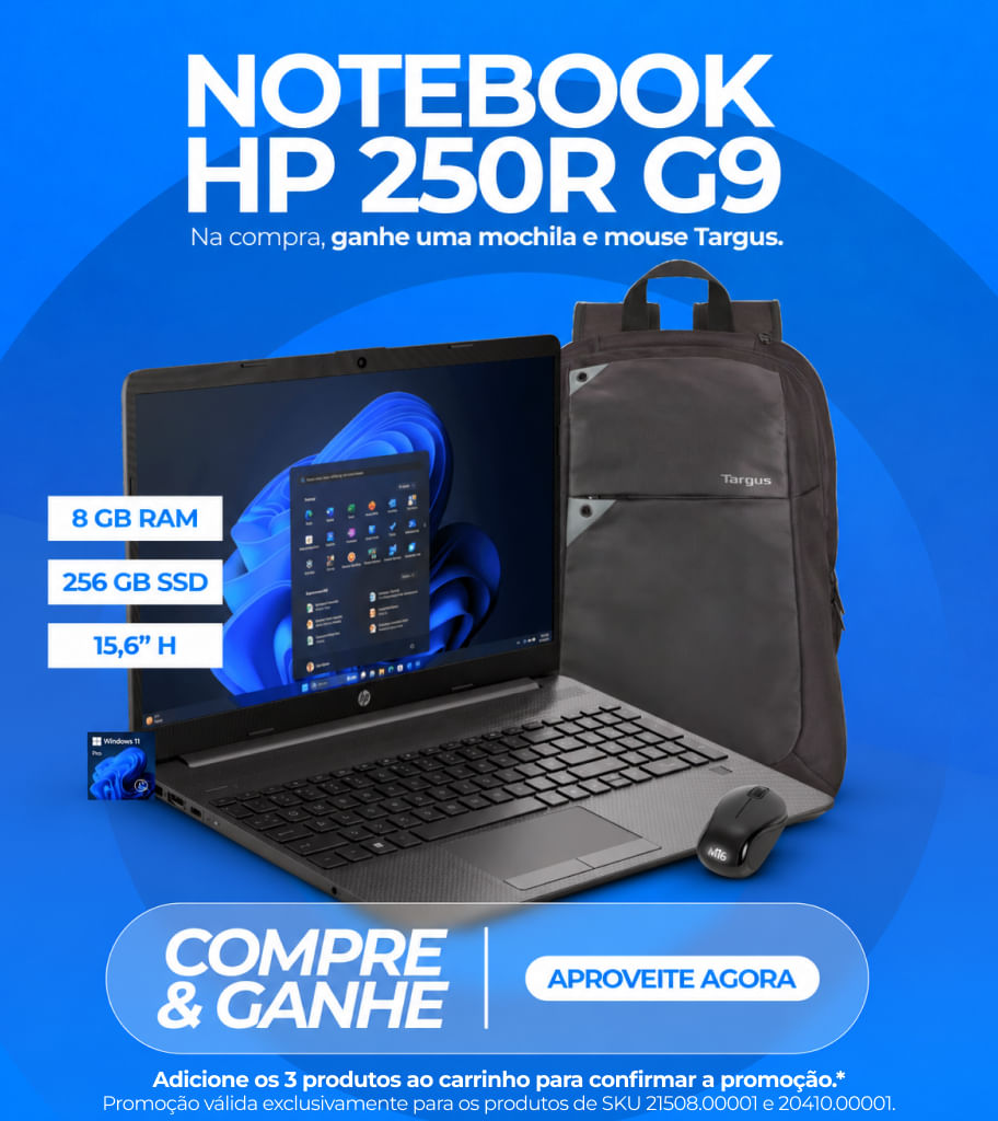 Compre seu Notebook HP e leve Mochila e Mouse Targus